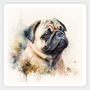 Pug Watercolour Style Painting Sticker